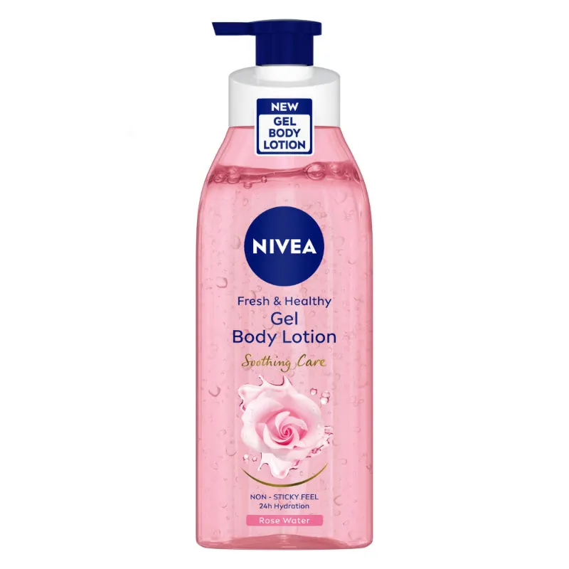 Nivea Rose Water Gel Body Lotion Non Sticky Feel, 24 Hours Hydration