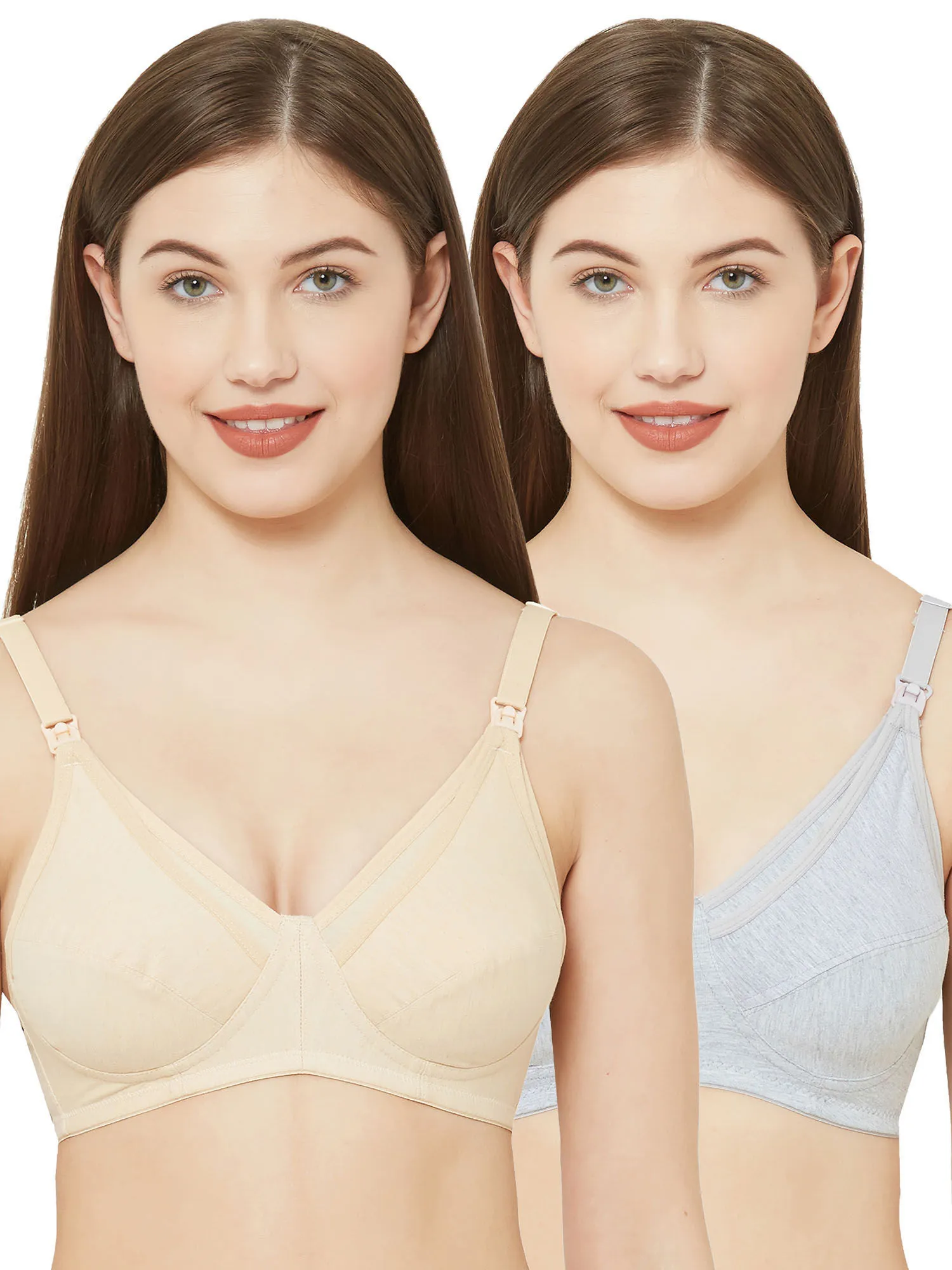 Juliet Womens Non Padded Non Wired Feeding Bra Combo J 522 Skin Grey (38C)