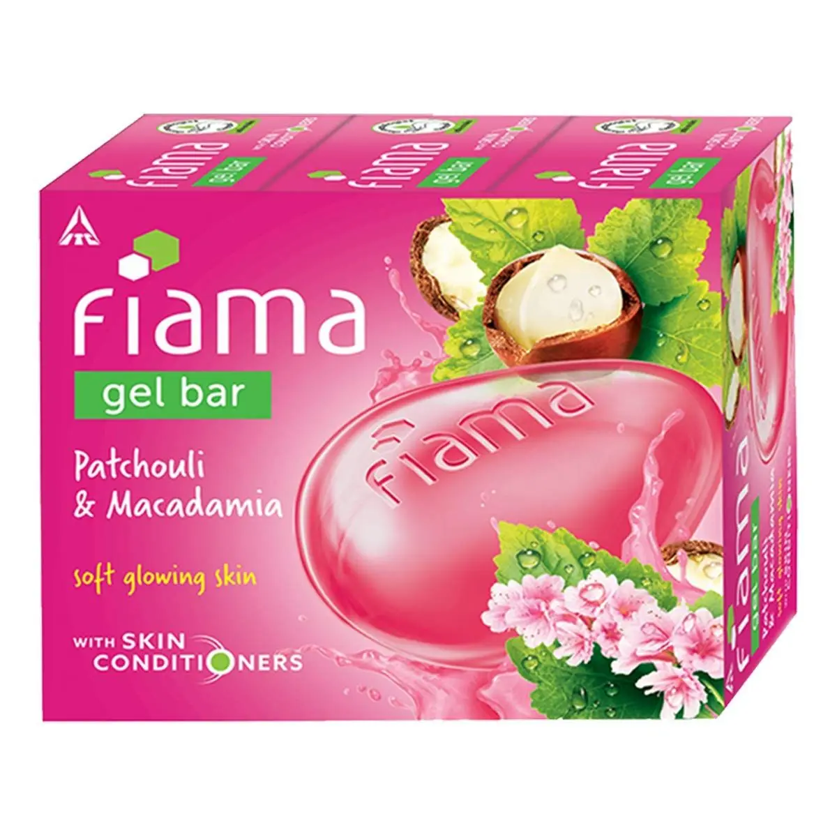 Fiama Gel Bar Patchouli And Macadamia For Soft Glowing Skin, With Skin Conditioners, 125g (Pack of 3)