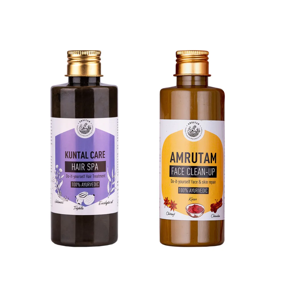 Amrutam Hair & Skin Care Combo - Kuntal Care Hair Spa And Amrutam Face Clean-Up