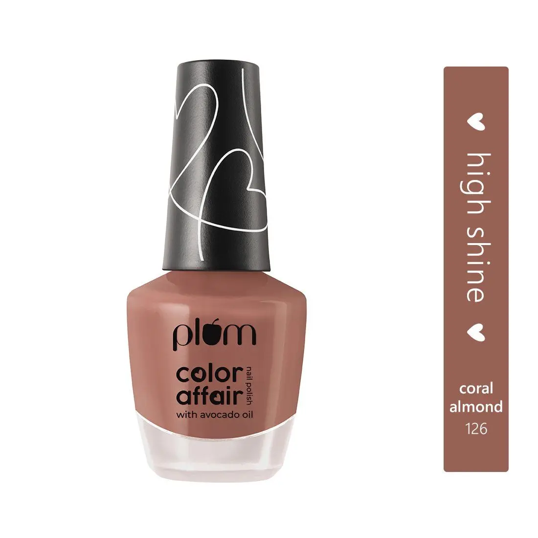 Plum Color Affair Nail Polish - Coral Almond - 126 | 7-Free Formula | High Shine & Plump Finish | 100% Vegan & Cruelty Free