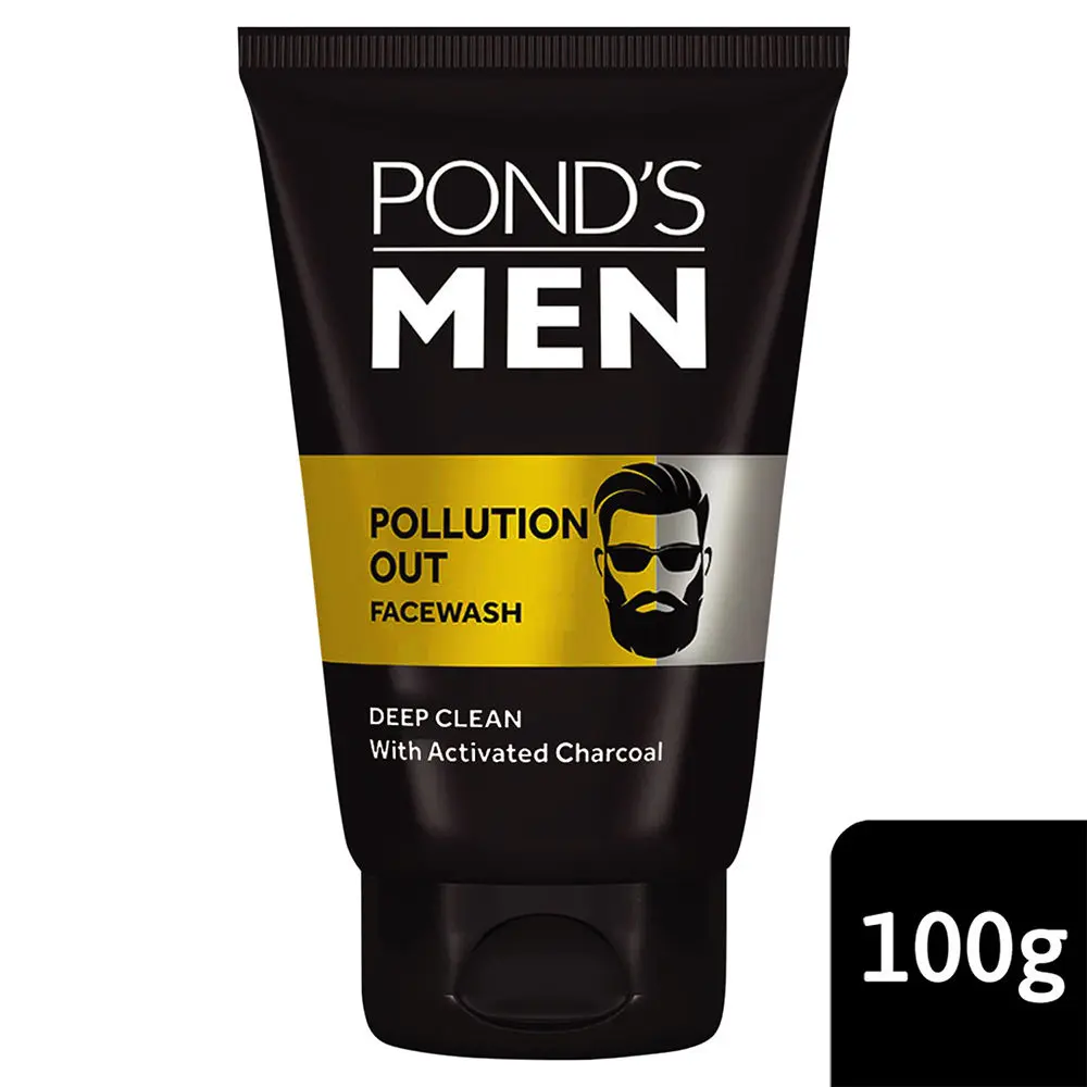 Pond's Men Pollution Out Activated Charcoal Deep Clean Facewash, 100 g