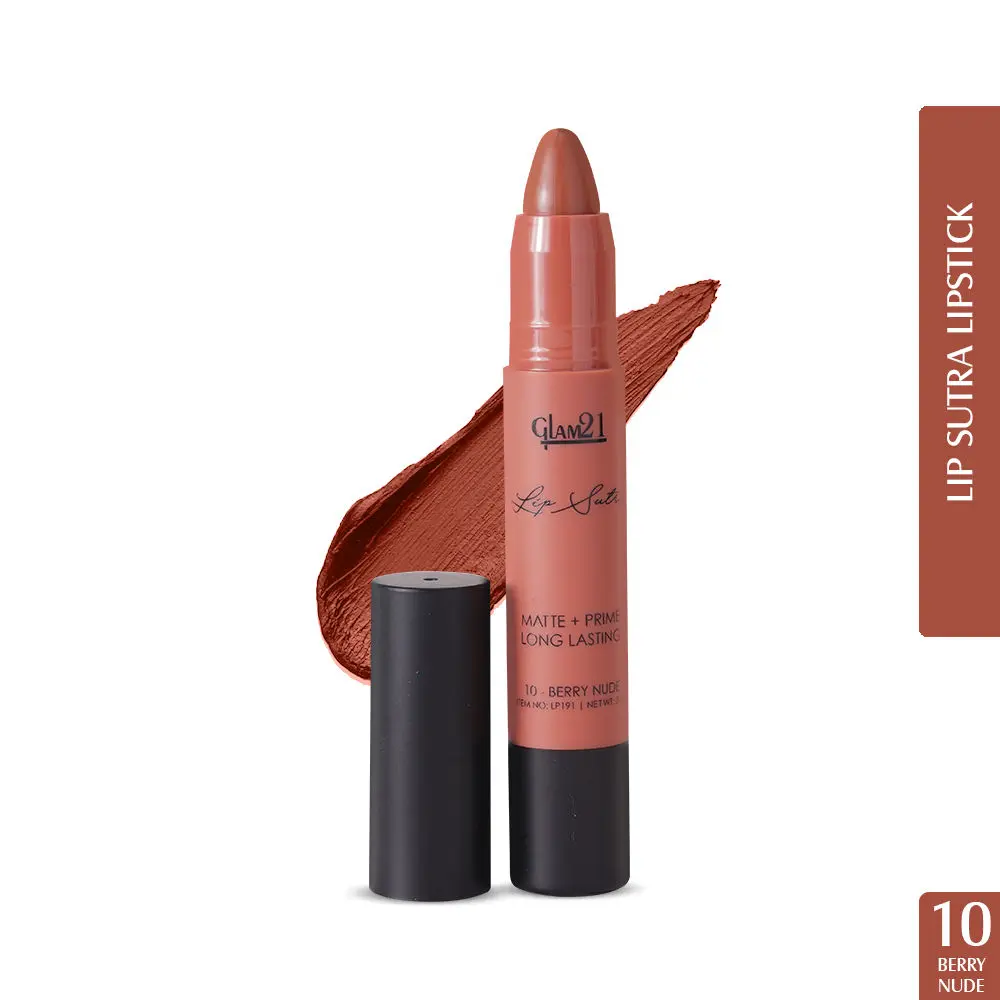 Glam21 Lip Sutra Non-Transfer Crayon Lipstick |Lightweight & Longlasting| Creamy and comfortable on lips -2.8 gm | Berry Nude-10