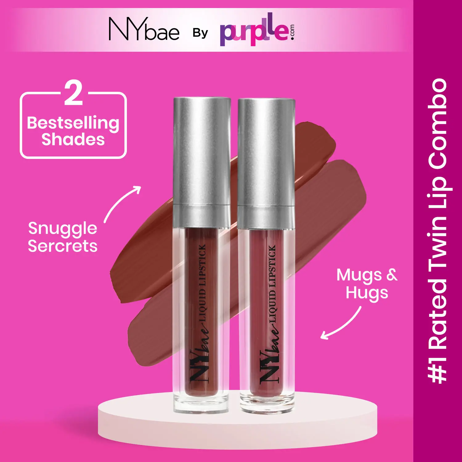 NY Bae Twin Confessions Lip Combo | Pack of 2 | Moisturizing | Long Lasting | Brown & Everyday Nude Lipstick (9ml)