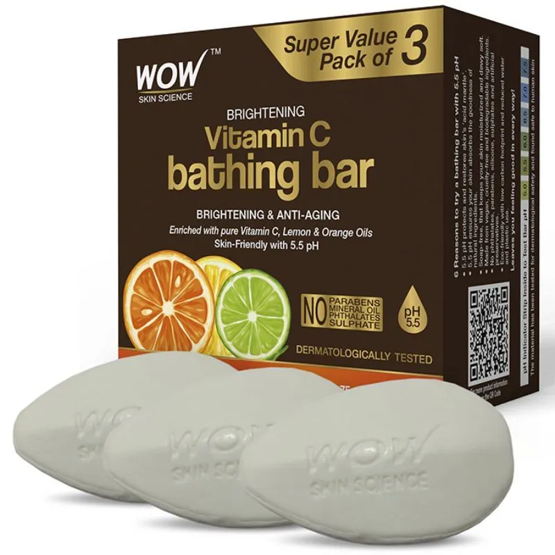 WOW Skin Sciencevitamin C Bathing Bar -pack Of 3 With 5.5