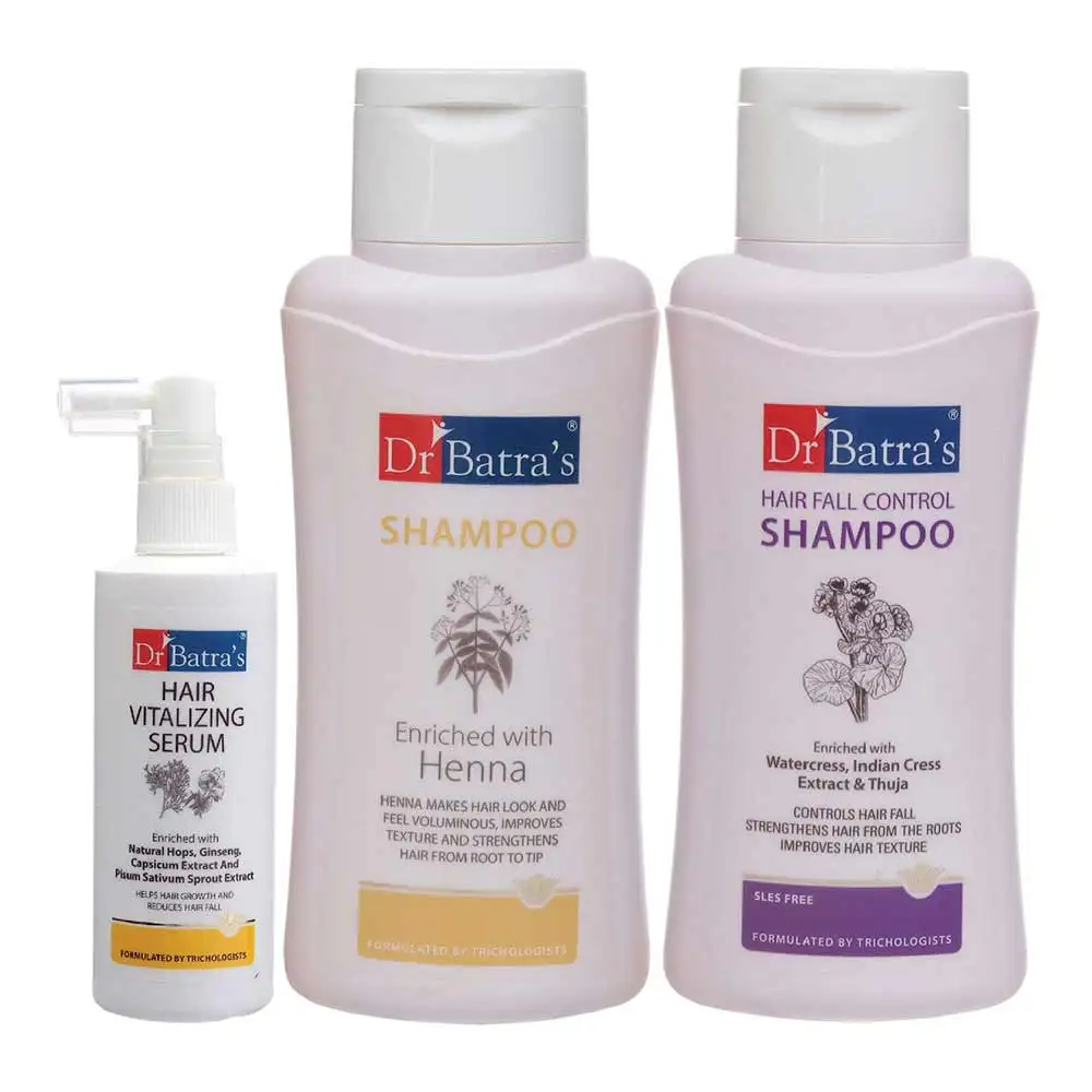 Dr Batra's Hair Vitalizing Serum, Hair Fall Control Shampoo - 500 ml and Normal Shampoo - 500 ml Combo,  3 Piece(s)/Pack  Hair Care