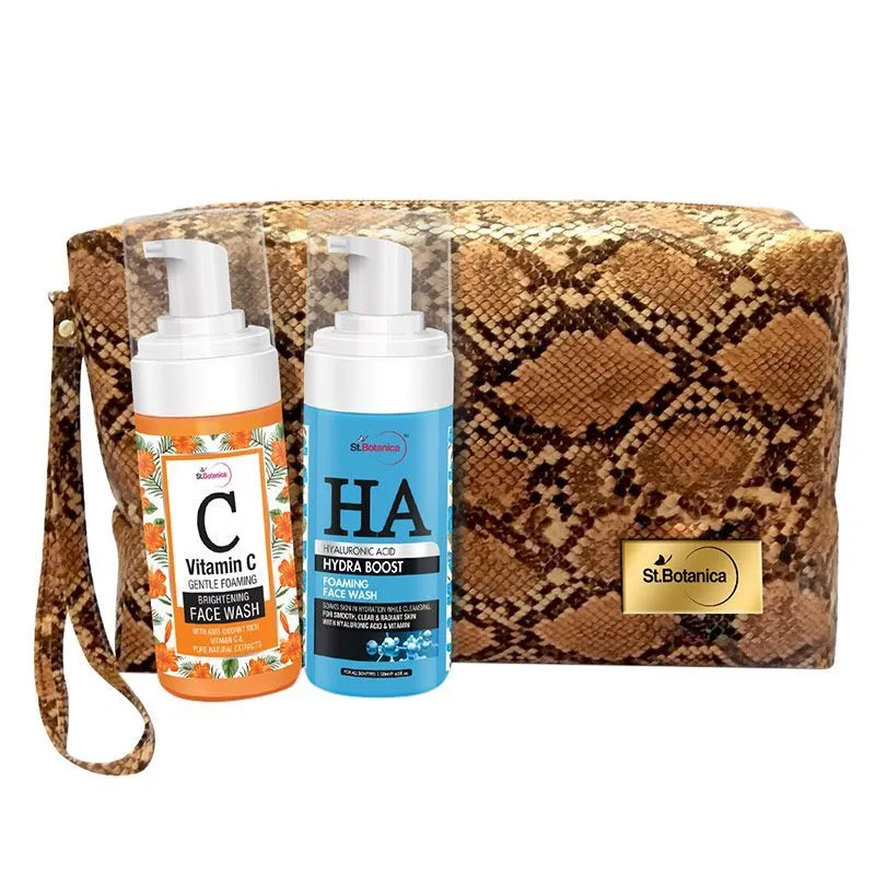 St.Botanica Facial Care Combo HA Face Wash + Vitamin C Foaming Face Wash & Pouch