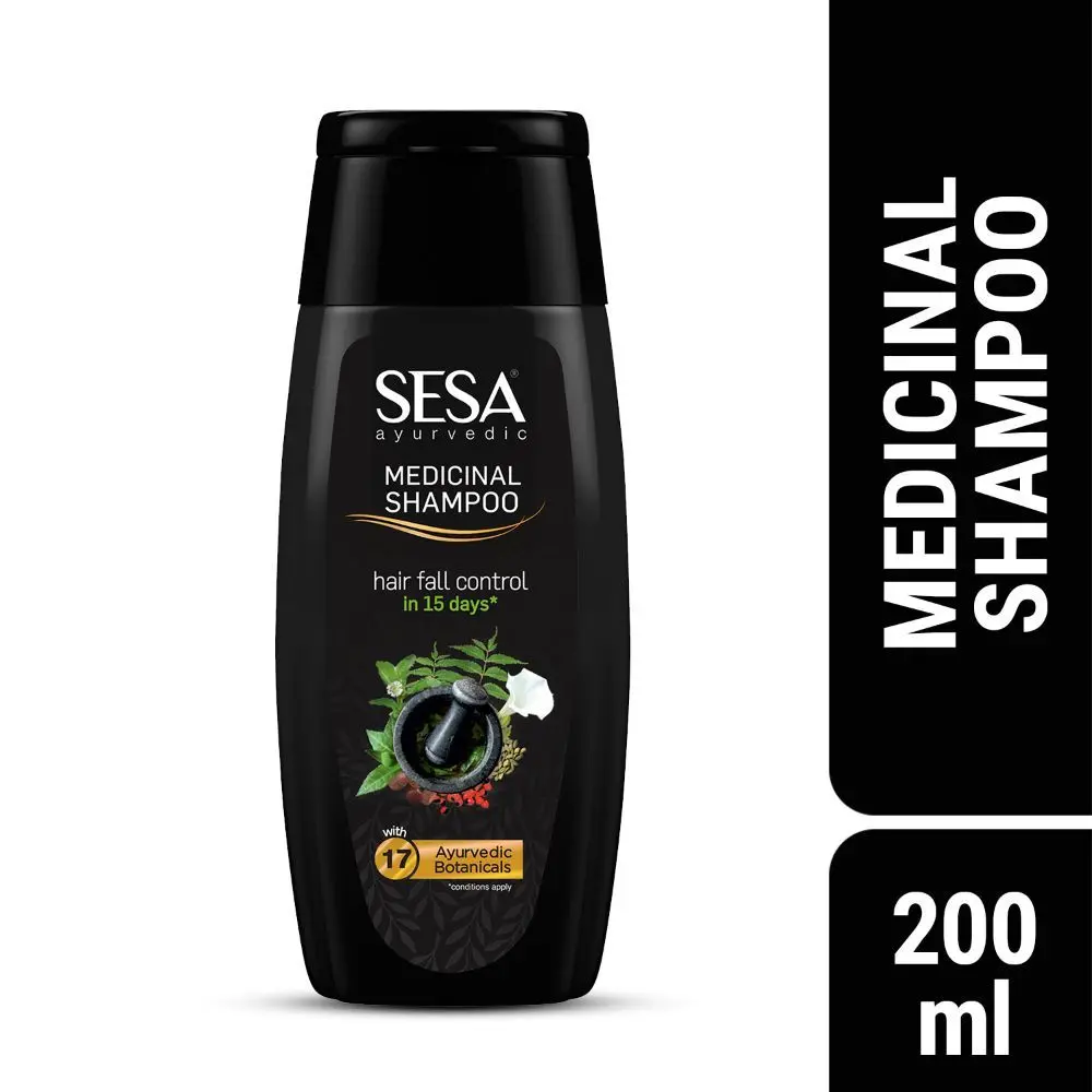 Sesa Ayurvedic Medicinal Shampoo for Hair fall & Dandruff, Bhringraj+16 Herbs, NO Parabens (200 ml)