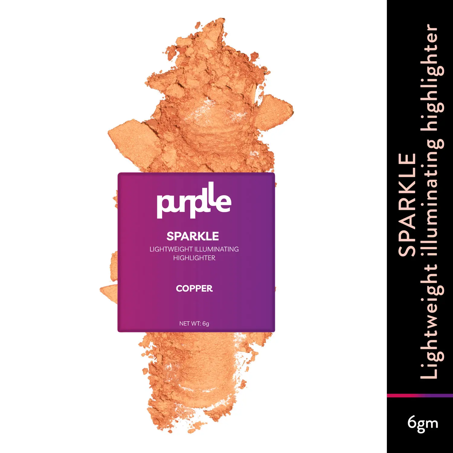 Purplle Sparkle Lightweight Illuminating Highlighter - Copper | Ultra Shimmery | High Pigmentation | Lifts Face | Blendable | Long Lasting (6gm)