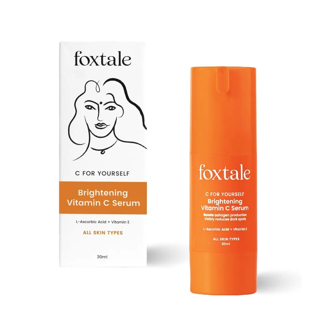 Foxtale Vitamin C Face Serum with L-Ascorbic Acid and Vitamin E Brightening Serum - 30ml