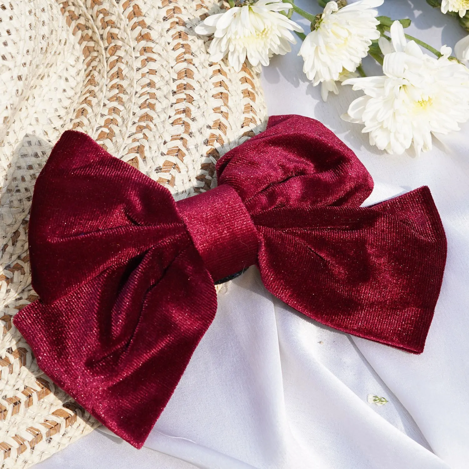 Joker & Witch Wine Red Bow Pretty Hair Clip For Women