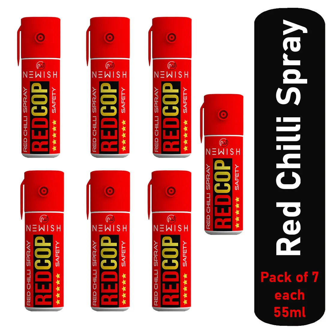 Newish : Powerful Red Chilli Spray Self Defence for Women Pack of 7 (Each : 35 g / 55 ml)