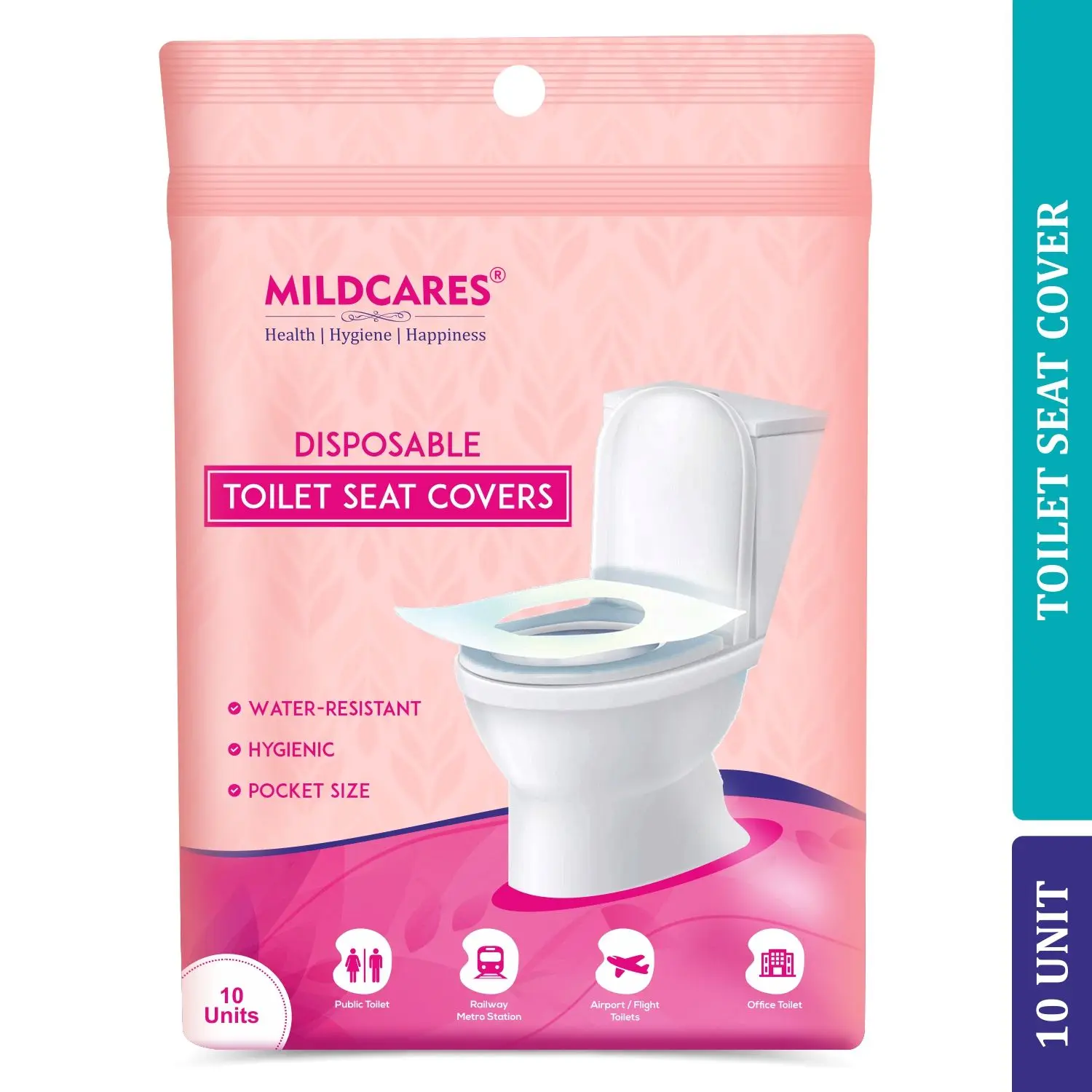 MildCares Disposable Toilet Seat Covers - 10 Sheets | No Direct Contact with Unhygienic Seats | Easy To Dispose | Protects Against Germs | Reduces The Risk Of UTI | For Public Toilets | Travel-Friendly | Environment Friendly