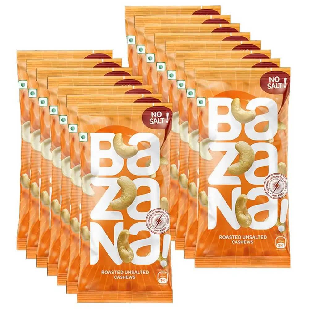 Bazana Roasted Unsalted Snacks,  Cashews  15 Piece(s)/Pack