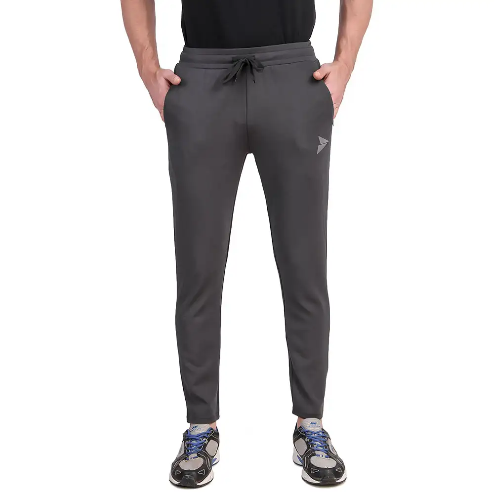 Fitinc Dobby Stretchable Trackpant for Men with Two Zipper Pockets,  Grey  Small