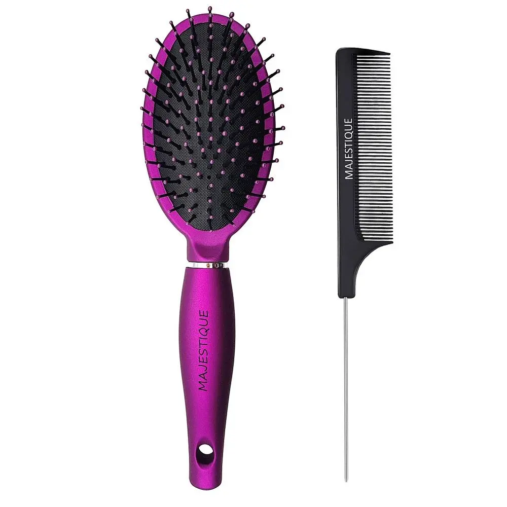 Majestique Purple Detangling Hair Brush and Comb - Refresh and Extend for All Hair Types - Color May Vary