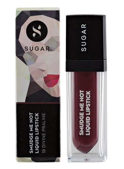 SUGAR Smudge Me Not Liquid Lipstick - 18 Divine Praline (Dusty Burgundy)