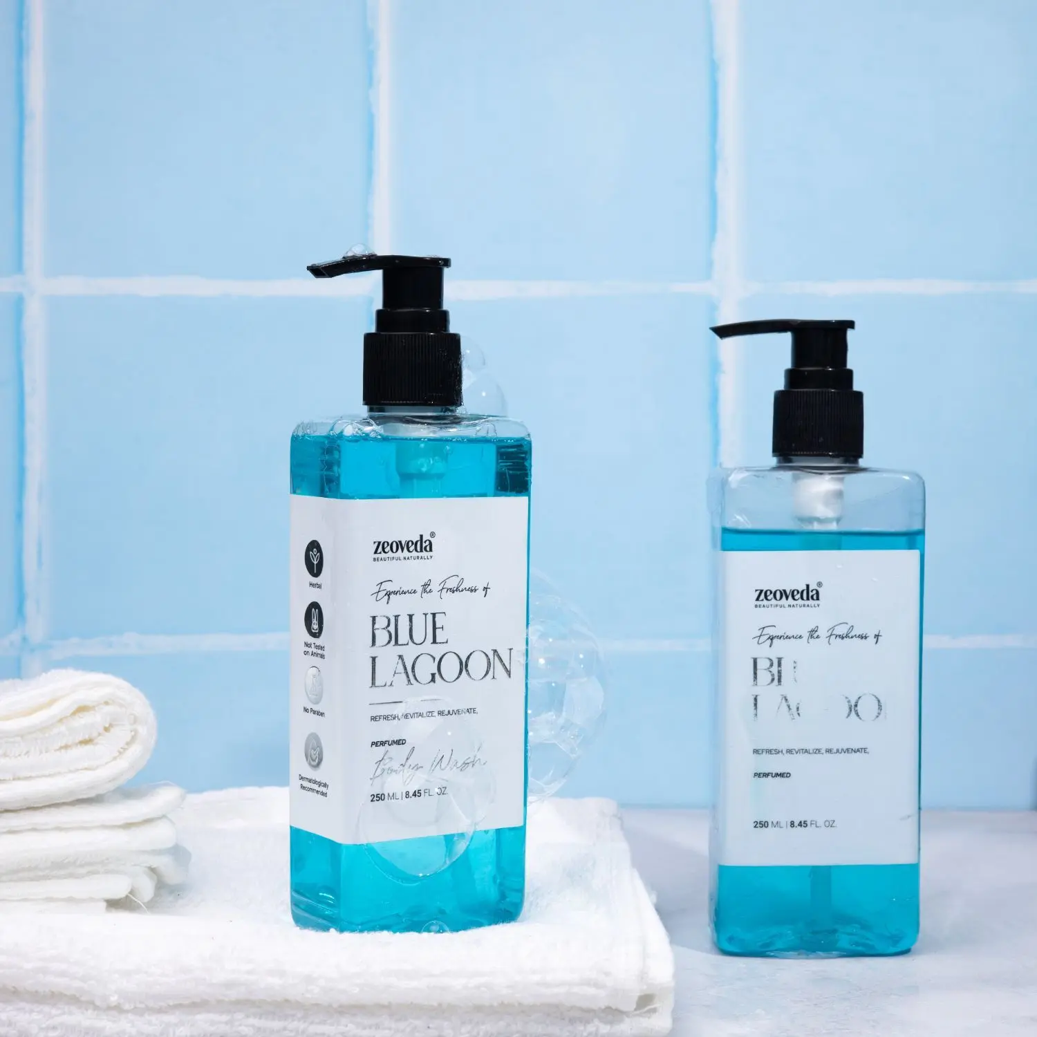 Zoeveda Blue Lagoon Perfumed Body Wash | With Mint Extract | Energizing & Revitalising Shower Gel | Paraben Free - 250 ML