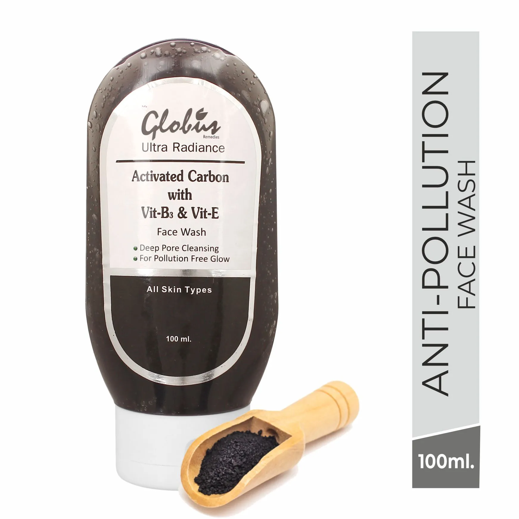 Globus Remedies Activated Carbon With Vitamin B & E Face Wash