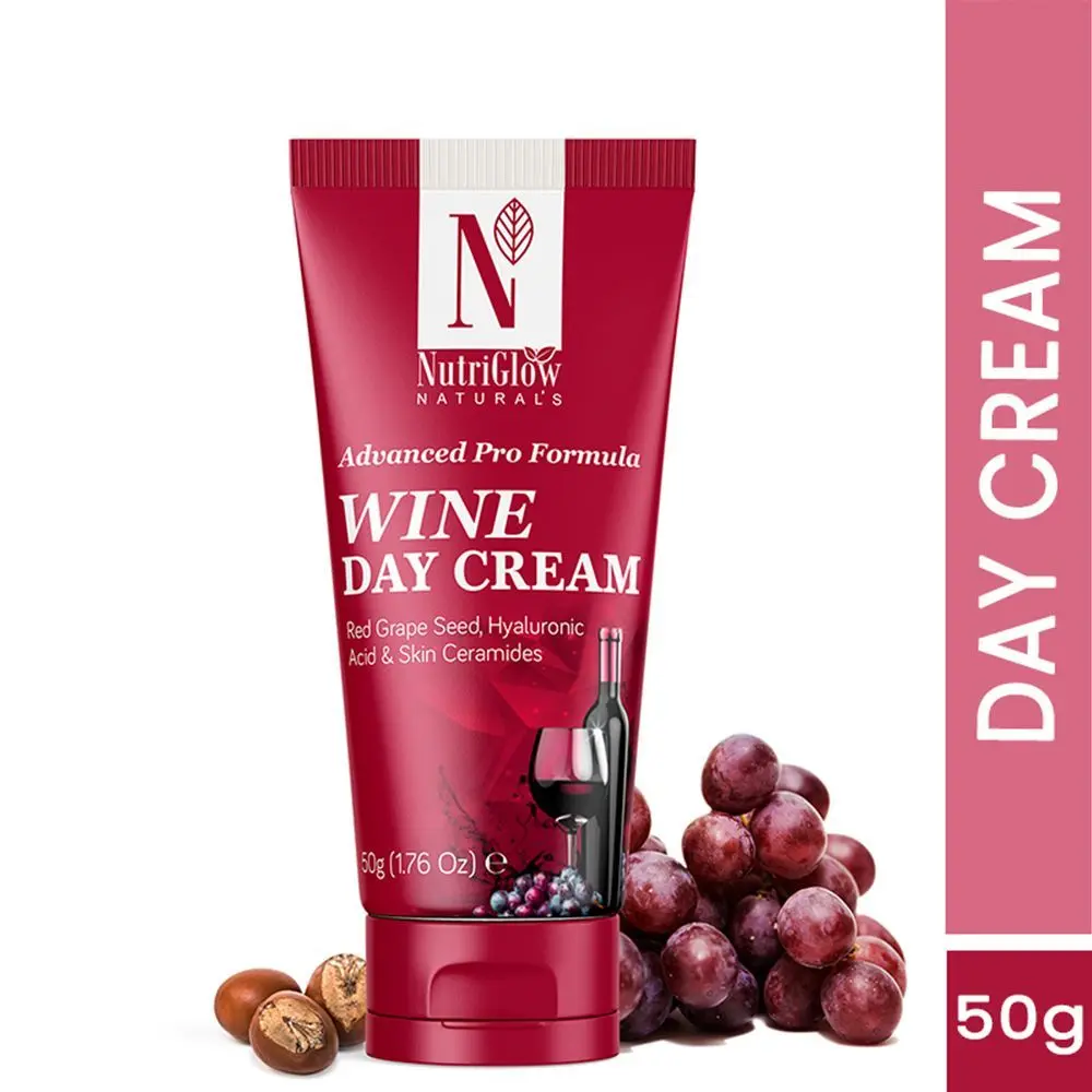 NutriGlow NATURAL'S Advanced Pro Formula Wine Day Cream for Brighter, Glowing Skin with Hyaluronic Acid, All Skin Types, 50gm