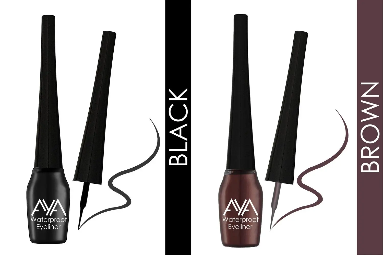 AYA Waterproof Eyeliner, Set of 2 (Black and Brown)