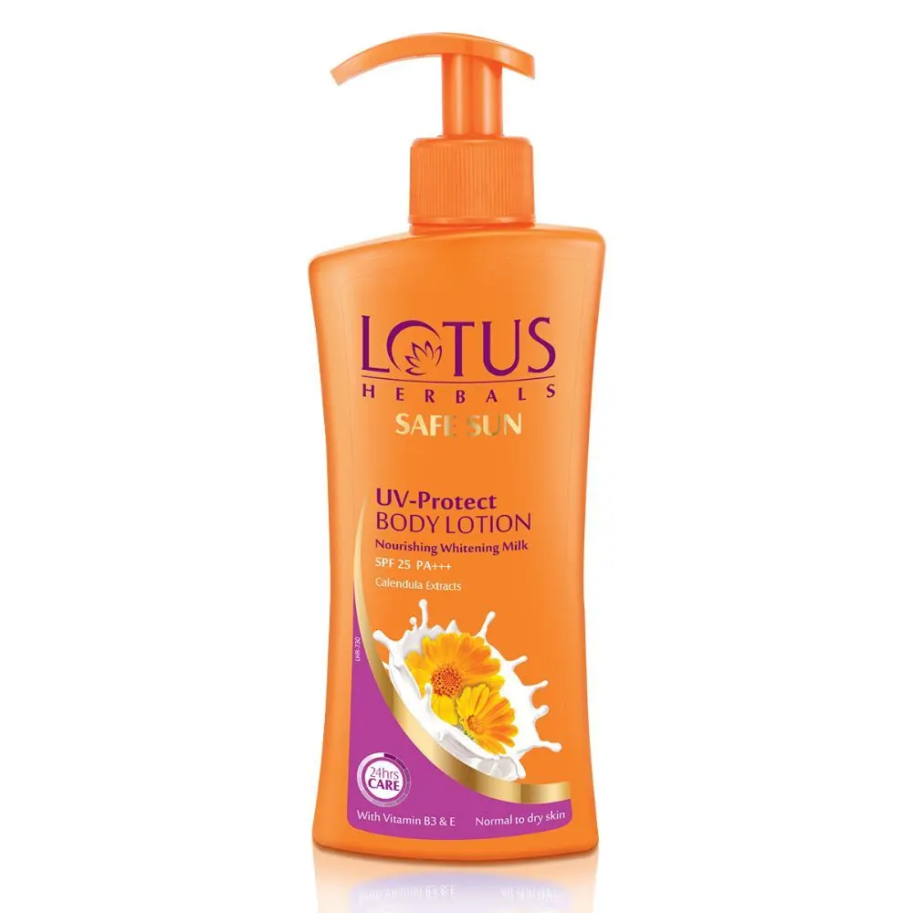 Lotus Herbals Safe Sun UV Protect Body Lotion - Nourishing Whitening Milk | SPF 25 | PA+++ | 250ml