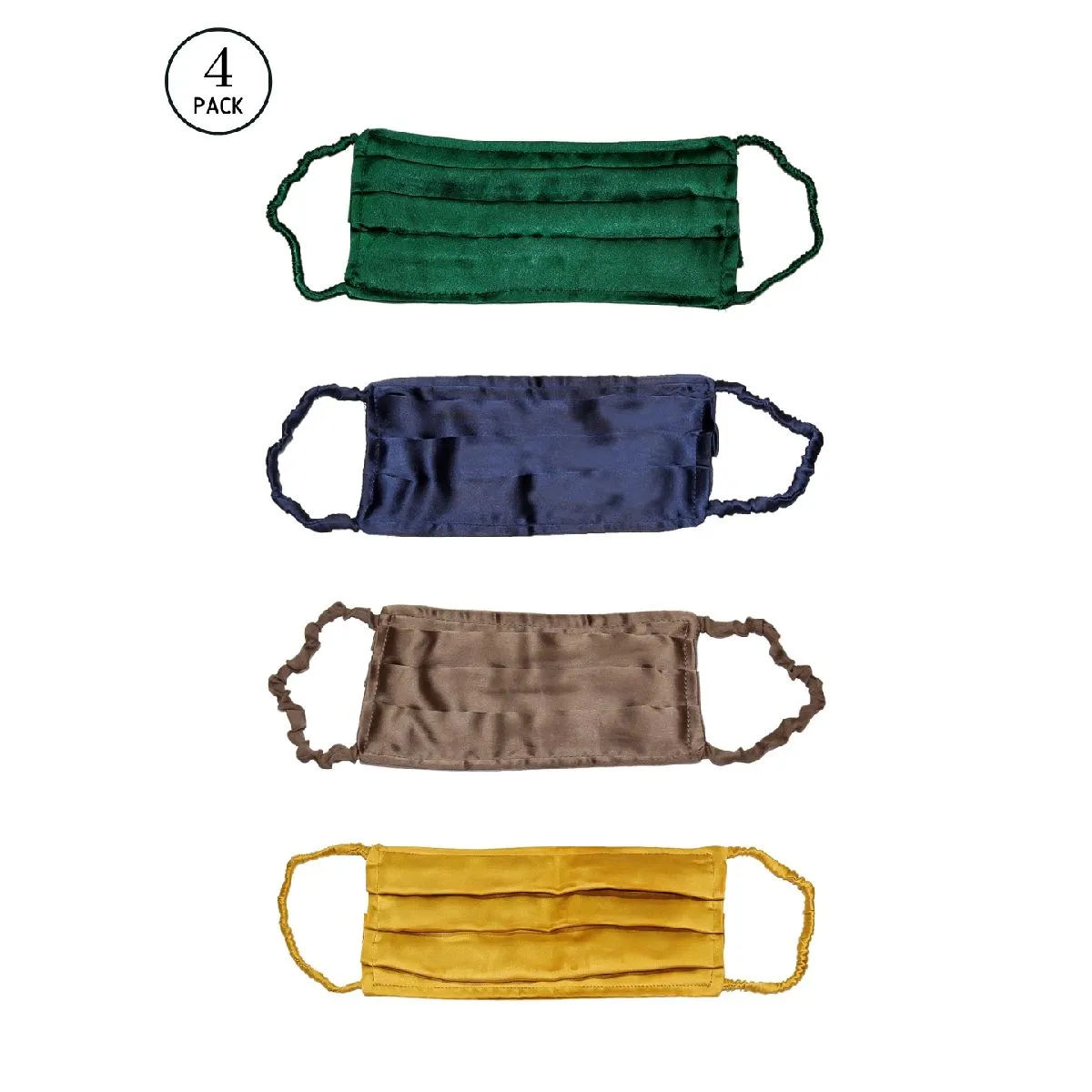 Bellofox Emerald, Sapphire, Amber And Citrine Sheen 3-layer 3-ply Satin Cotton Face Mask (pack Of 4)