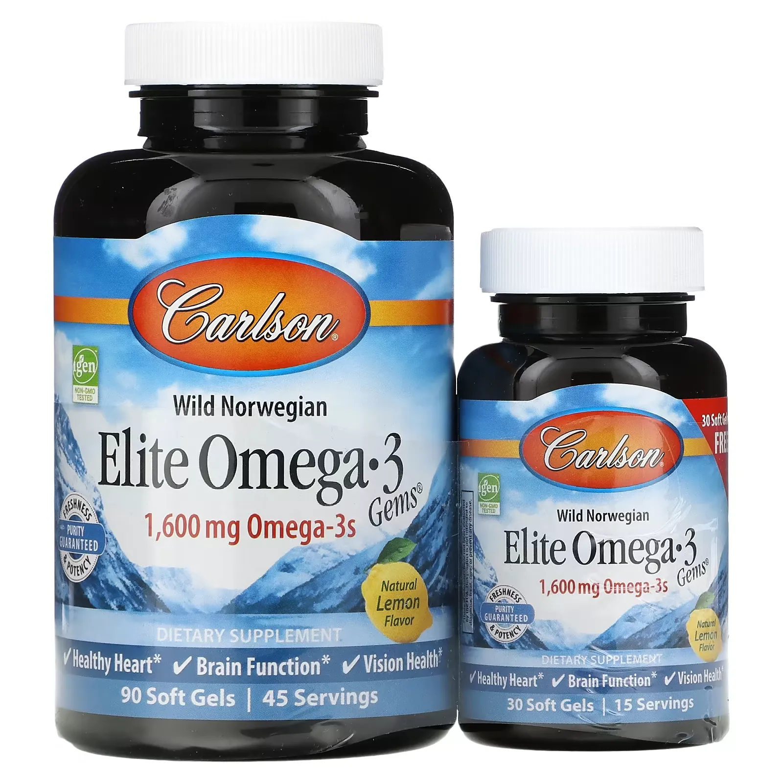 Wild Norwegian, Elite Omega-3 Gems, Natural Lemon, 800 mg, 120 Soft Gels