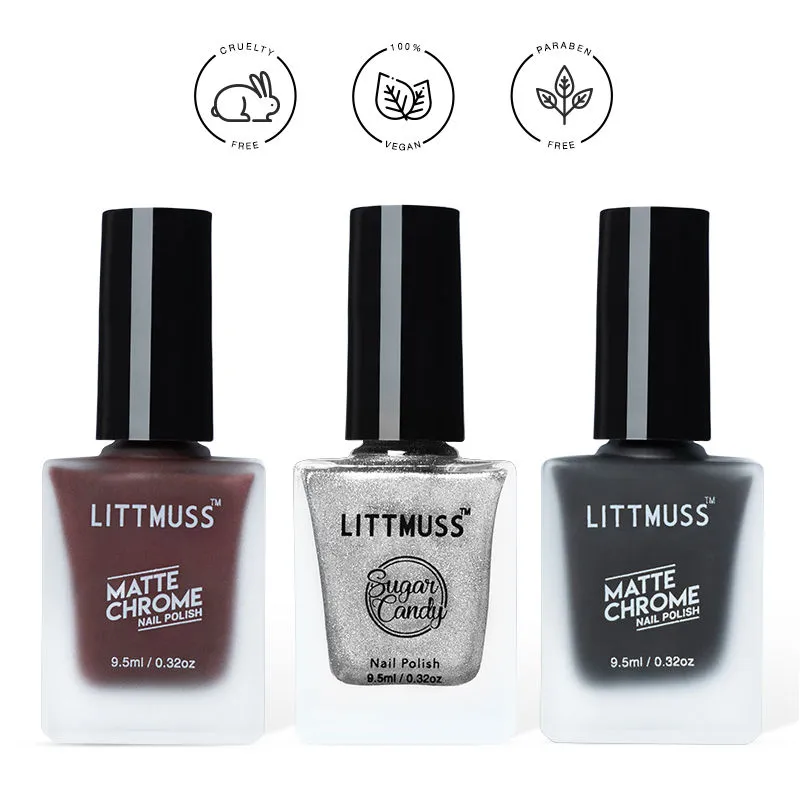 Littmuss I'm Too Fab - Matte Chrome & Sugar Candy Nail Polish Combo