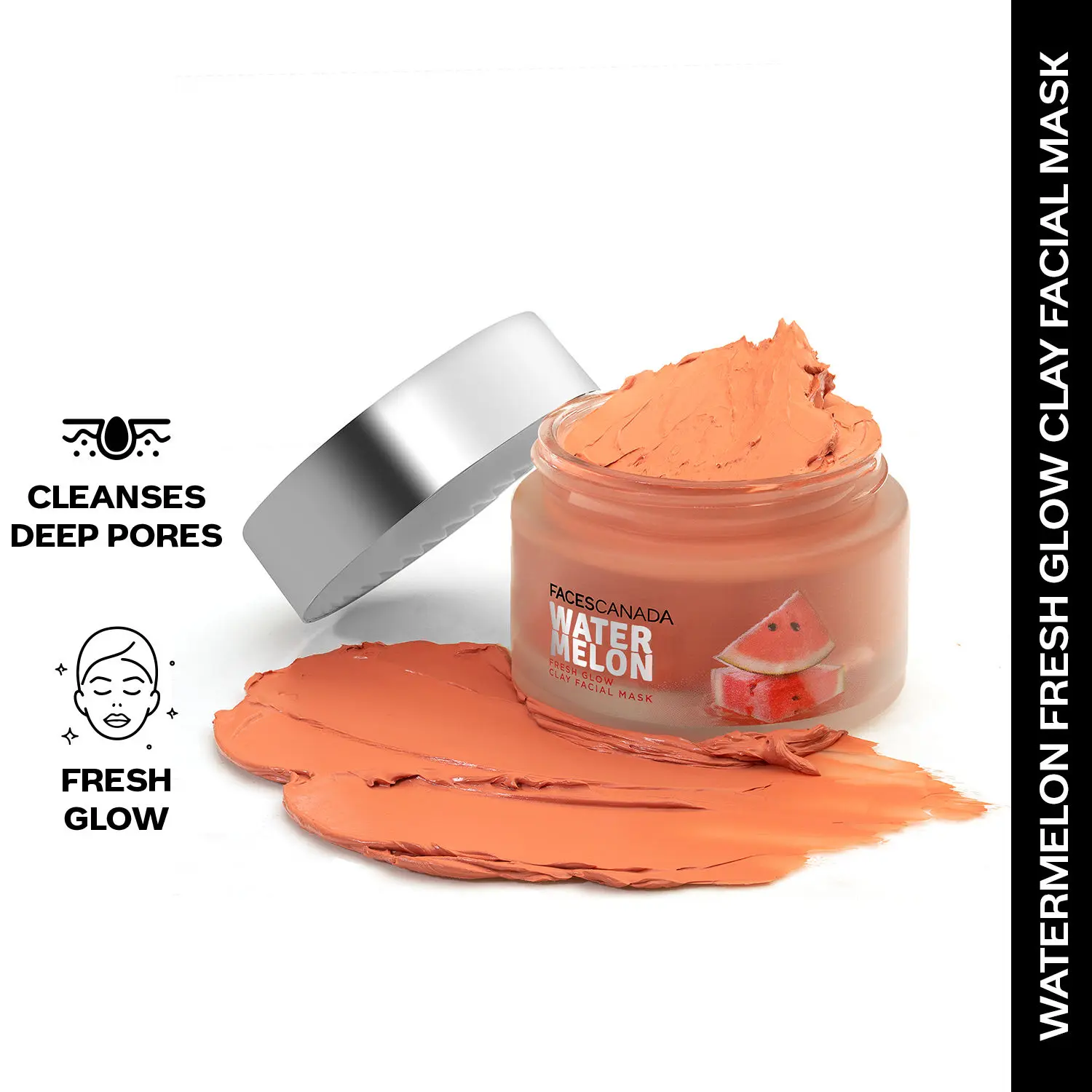 FACES CANADA Water Melon Fresh Glowy Clay Facial Mask 50g I Water Melon Extract I Bentonite Clay I Deep Pore Cleansing I Youthful Glow I Cruelty-Free I Vegan I For All Skin Types