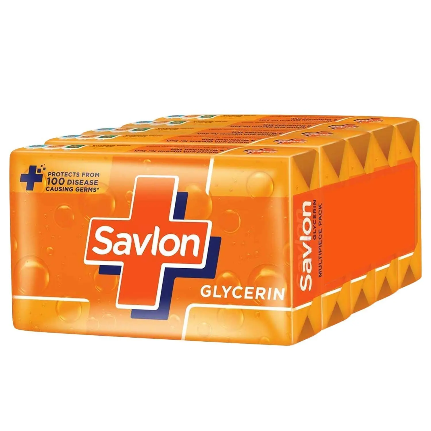 Savlon Moisturizing Glycerin soap bar with germ protection, Pack of 5-125g each