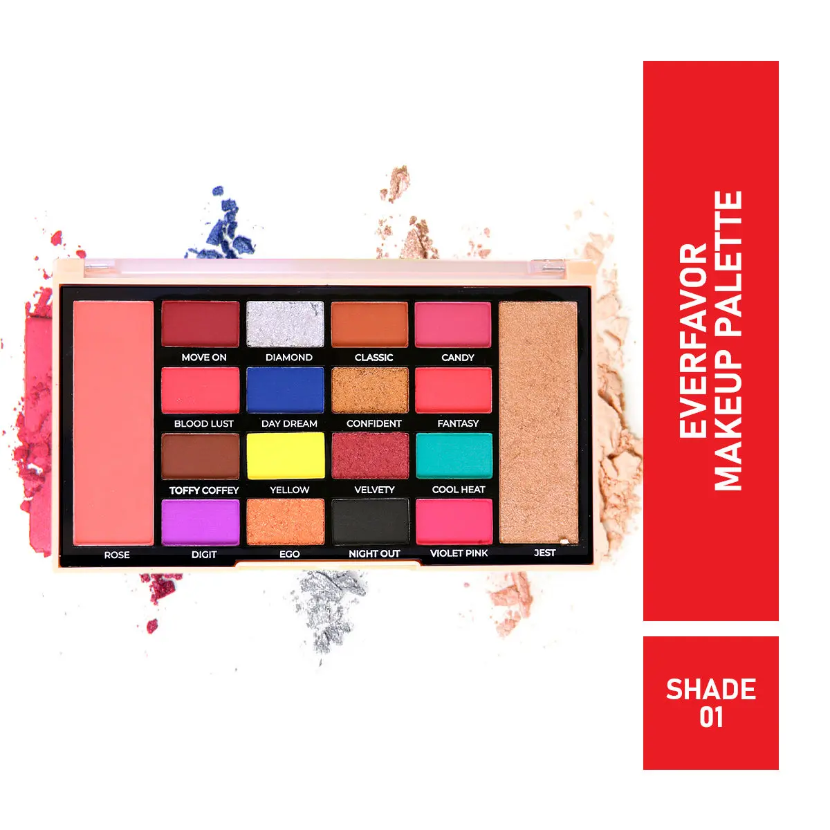 Mattlook 18 Shades Everfavor Makeup Palette Eyeshadow, Flawless Shades, Highlighter Blush Long Lasting Waterproof Blendable, Mulitcolour-01 (18.5 gm)