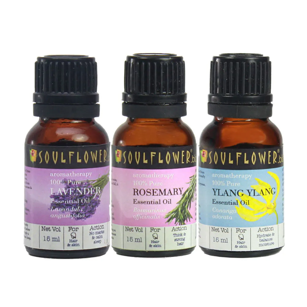 Soulflower Rosemary Lavender & Ylang Ylang Essential Oil Combo