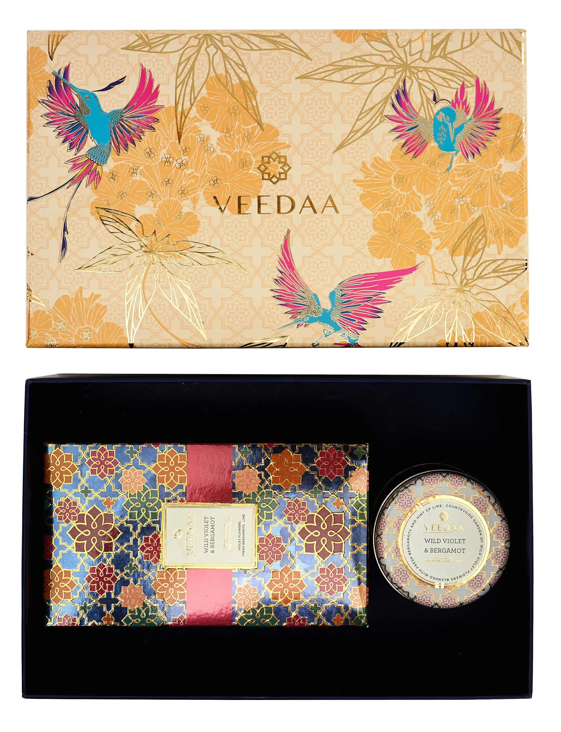 Veedaa Wild Violet & Bergamot Fragrance Reed Diffuser & Mason Tin Scented Candle