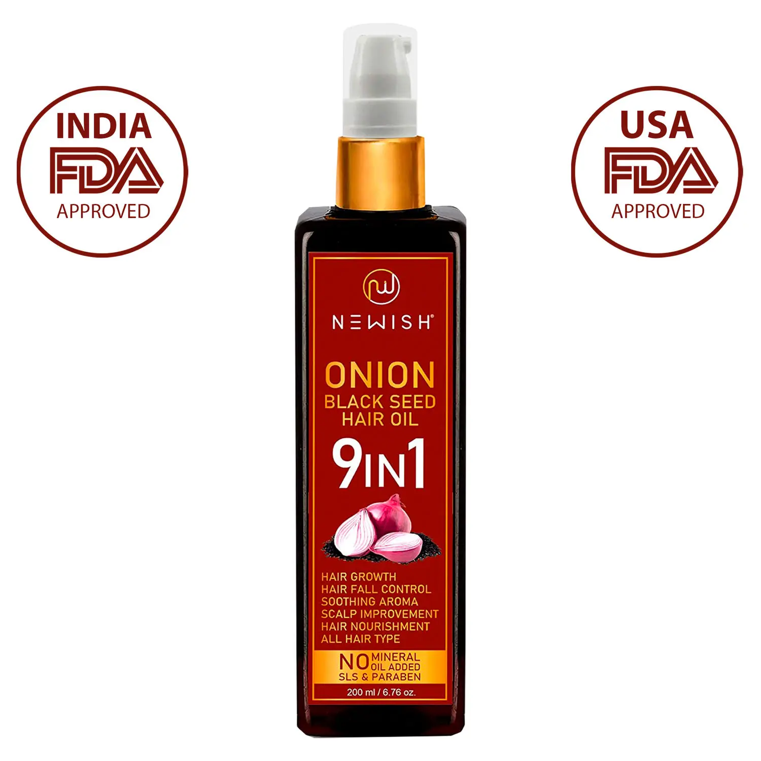 Newish Onion Black Seed Hair Oil for Hair Growth for Men and Women Dandruff & Hairfall Control (200 ml)