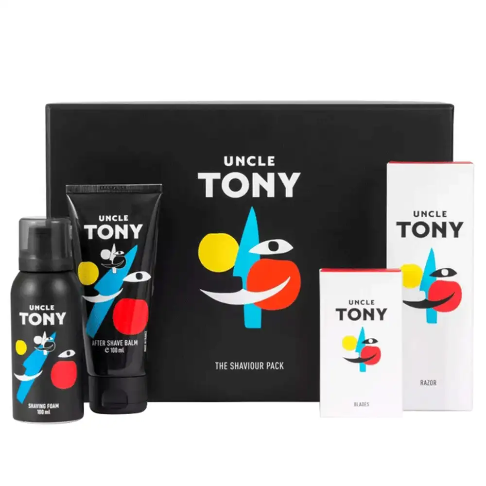 Uncle Tony Shaving System Pack,  4 Piece(s)/Pack  for All Skin Types Blue