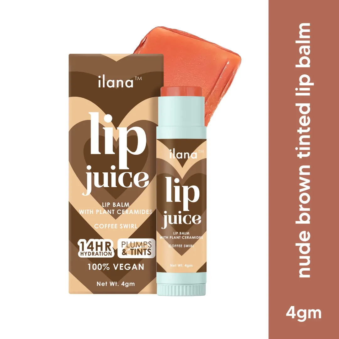 Ilana Lip Juice Hydrating And Plumping Vegan Tinted Lip Balm - Coffee Swirl