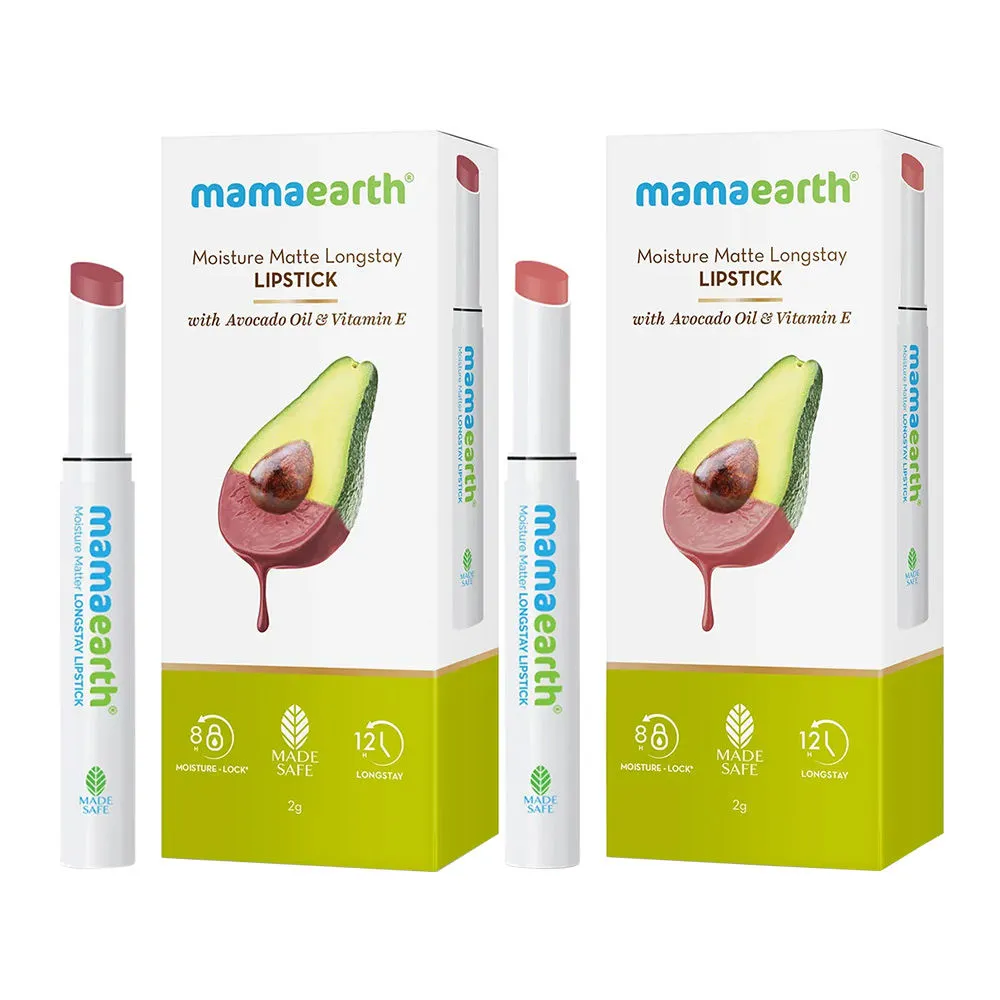 Mamaearth Moisture Matte Longstay Lipstick - Plum Punch + Carnation Nude