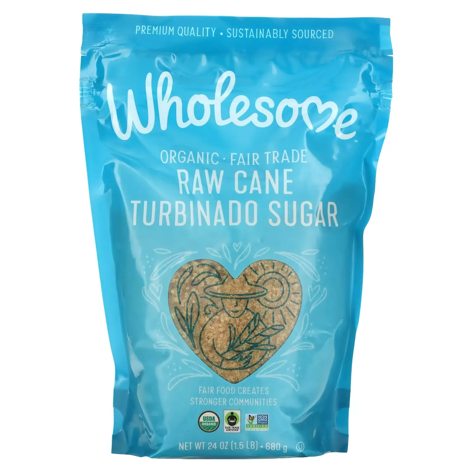 Organic Raw Cane Turbinado Sugar, 1.5 lbs (680 g)