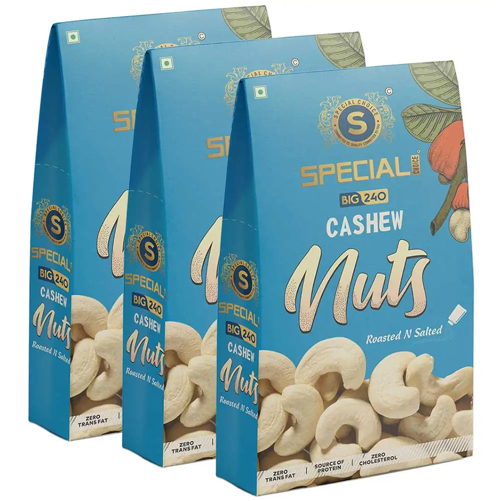 Special Choice Cashew Nuts (Big 240),  Roasted & Salted (Pack of 3)  250 g