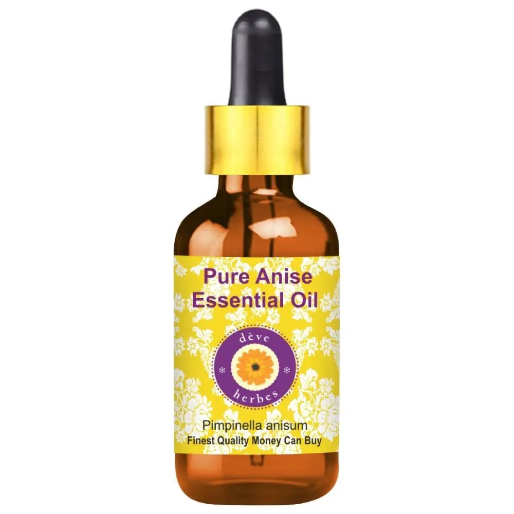 Deve Herbes Pure Anise Essential Oil (Pimpinella anisum) with Glass Dropper Natural Therapeutic Grade Steam Distilled 10ml