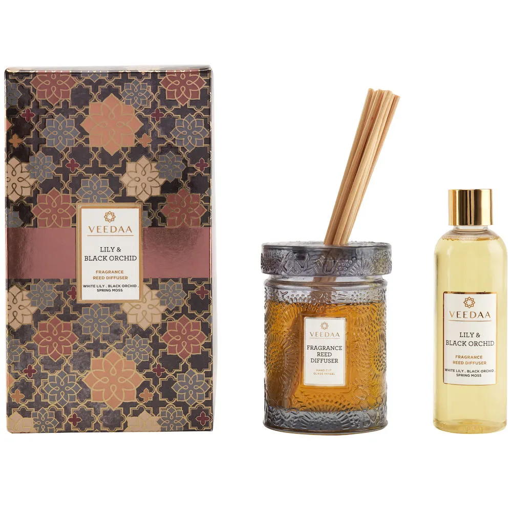 Veedaa Candles Lily & Black Orchid Reed Diffuser Set