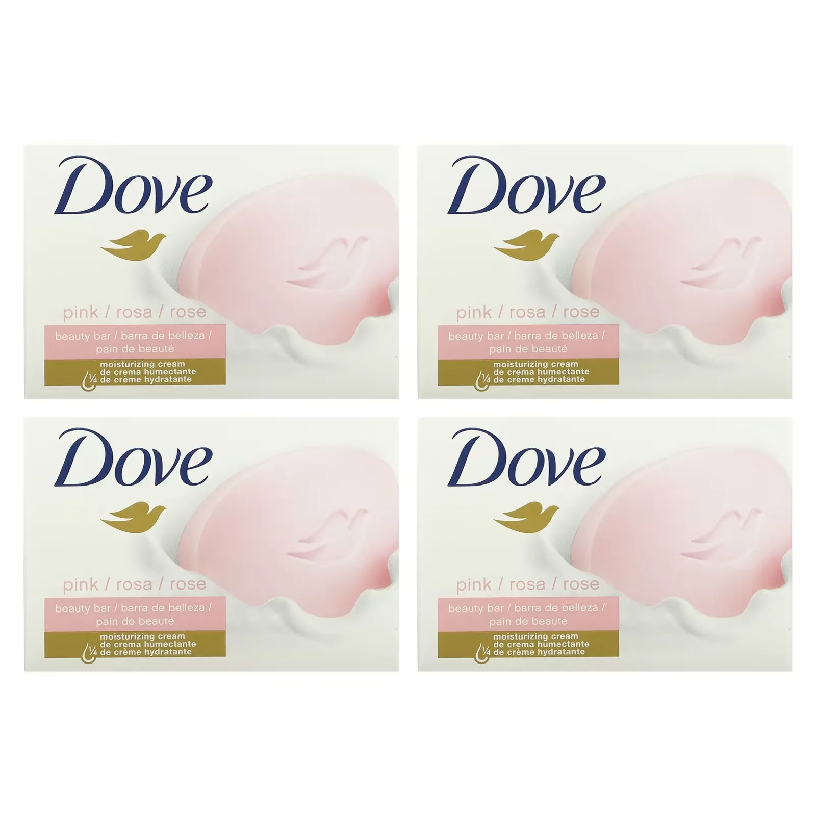 Beauty Bar Soap with Deep Moisture, Pink, 4 Bars, 3.75 oz (106 g) Each