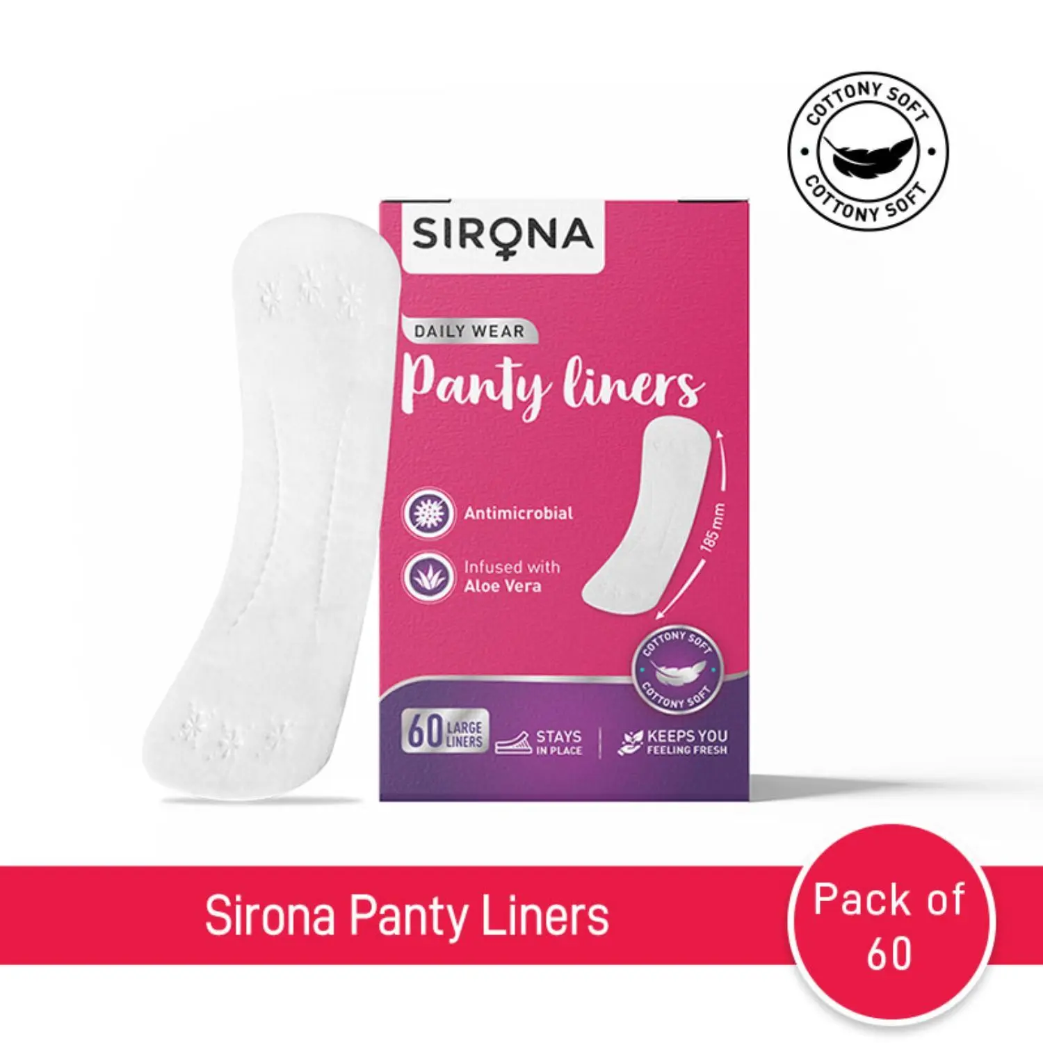 SIRONAA  Panty LinersA (Regular Flow) aa‚¬a€oe 60 Counts - Large