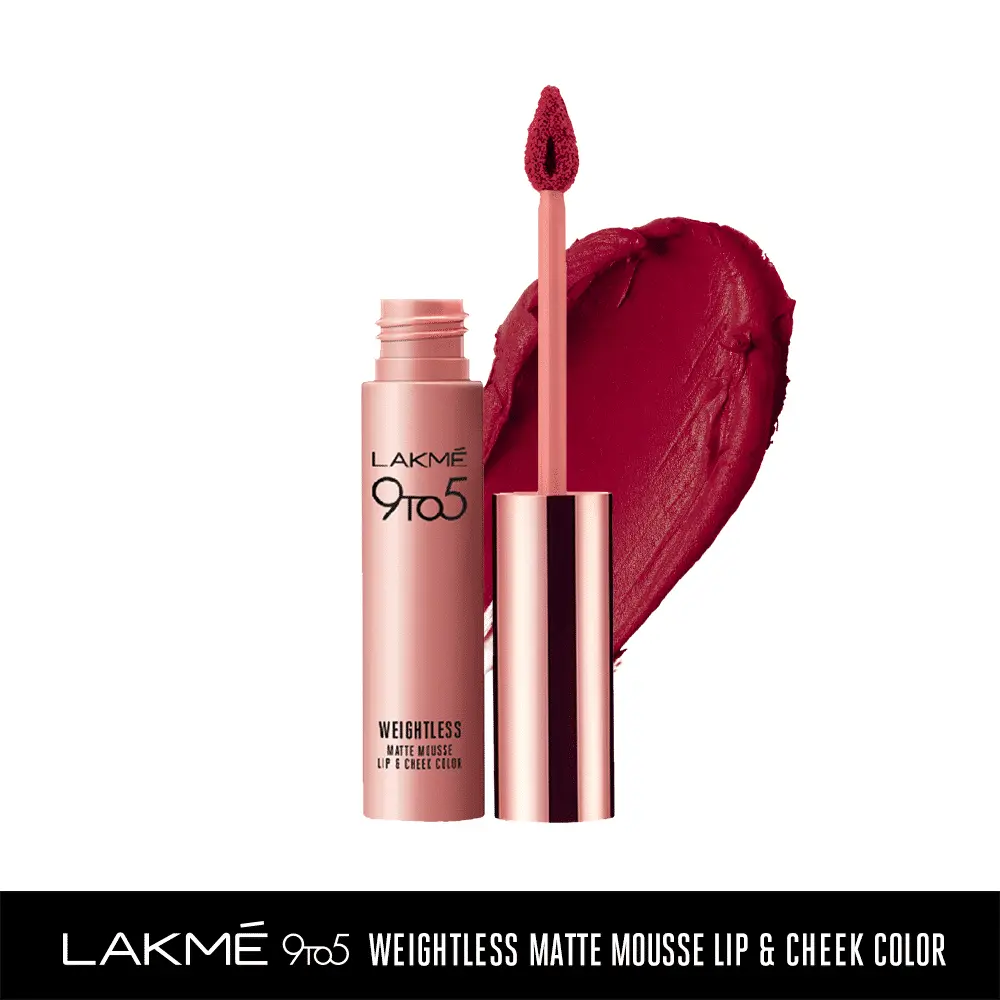 Lakme 9 To 5 Weightless Matte Mousse Lip & Cheek Color - Rosy Plum (9 g)