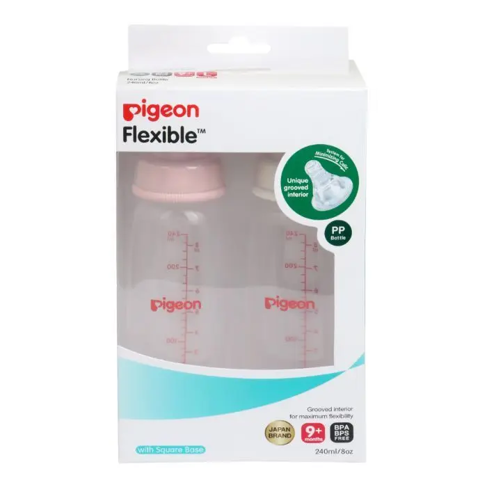 Pigeon Peristaltic Nursing Bottle Twin Pack Kpp (240 ml) (Pink & White) Nipple L