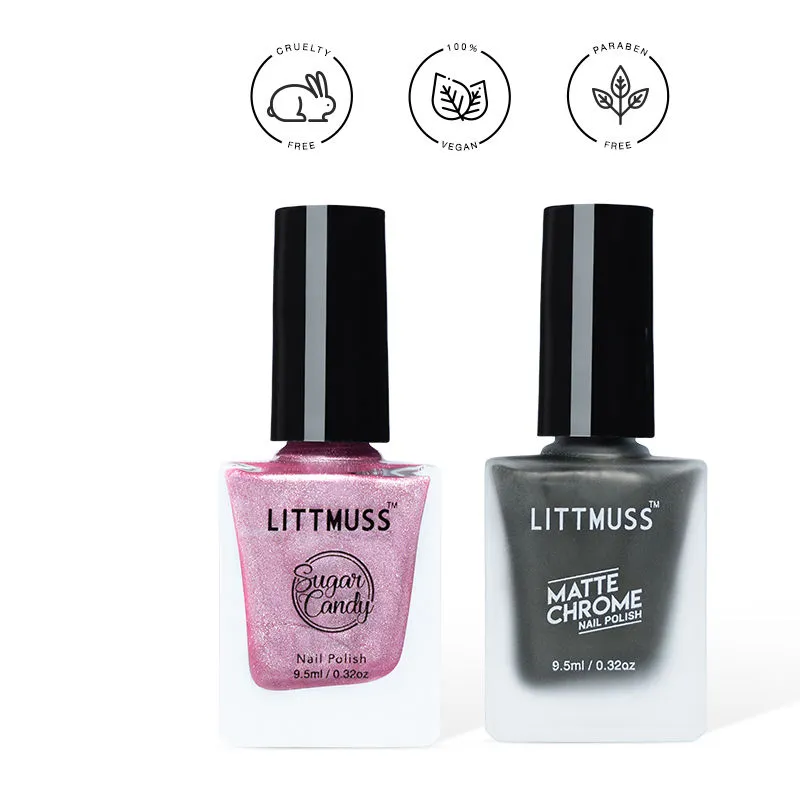 Littmuss Match your Outfit - Matte Chrome & Sugar Candy Nail Polish Combo