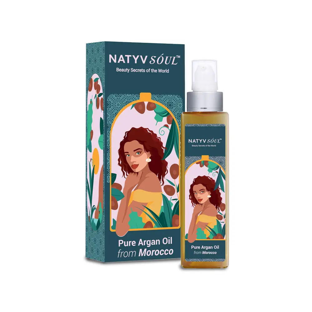 Natyv Soul Pure Argan Oil from Morocco|Cold Pressed from Moroccan Argan Kernels|Reduces Frizz |100 ml 