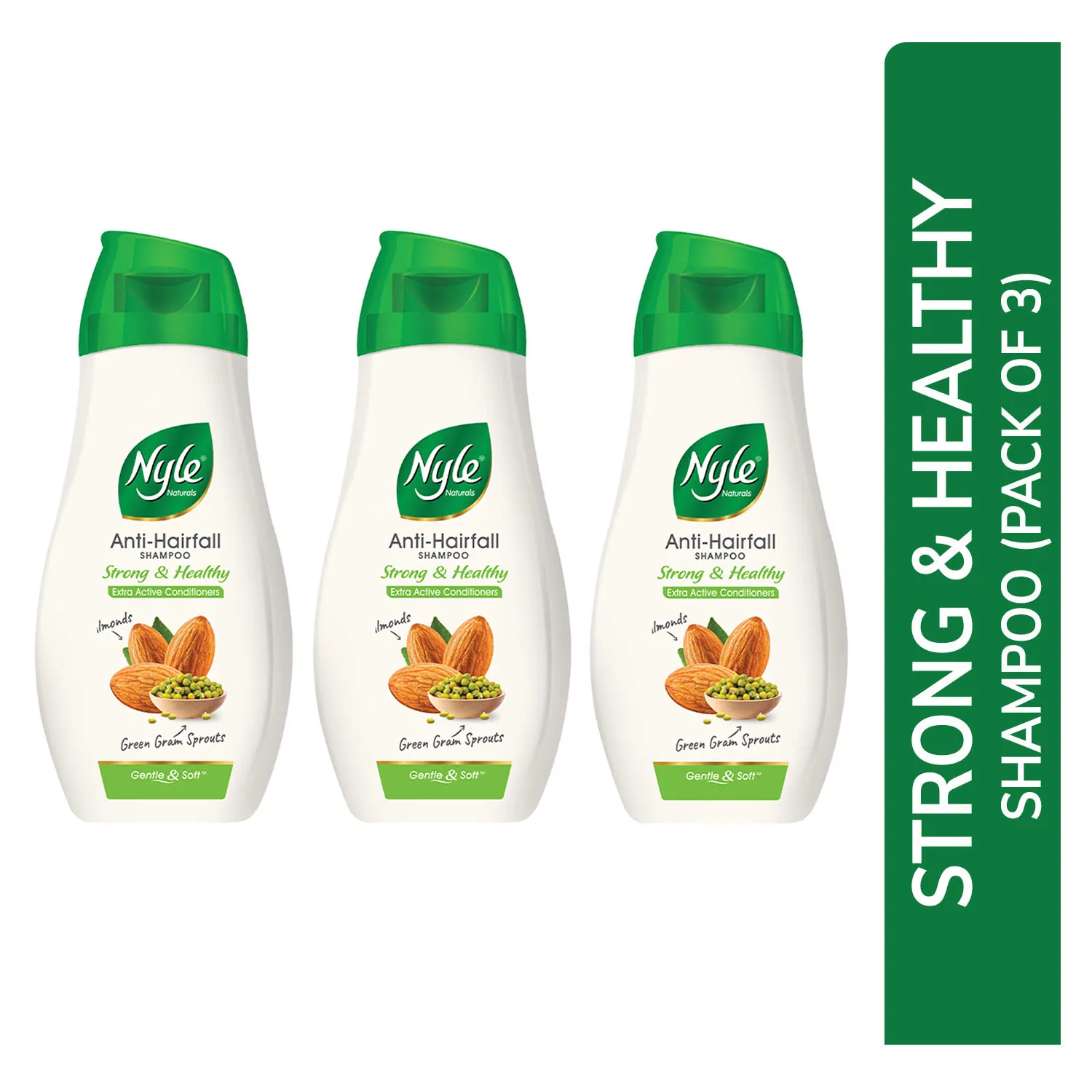 Nyle Naturals Strong & Healthy Anti Hairfall 2 In1 Shampoo with Active Conditioner - Pack of 3