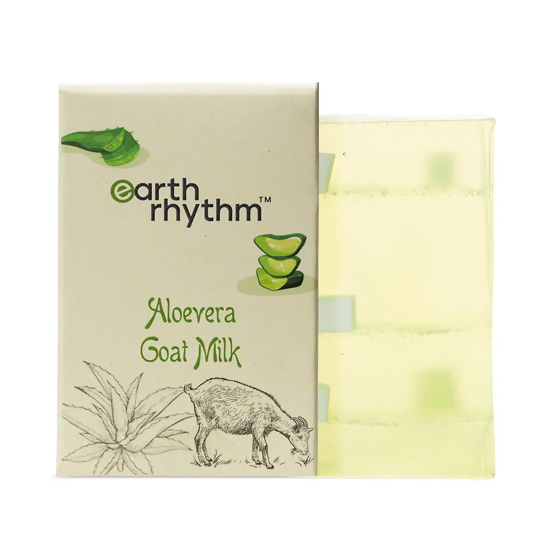 Earth Rhythm Aloe Vera Gel Soap with Goat Milk | Moisturizes Skin, Heals Skin, Prevents Skin Ageing | for All Skin Types | Men & Women - 100 G